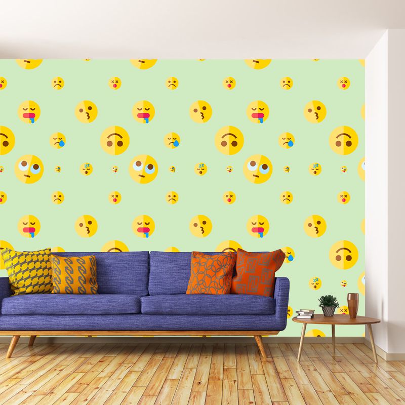 Stain Resistant Mural Cartoon Emoji Illustration Living Room Wall Mural