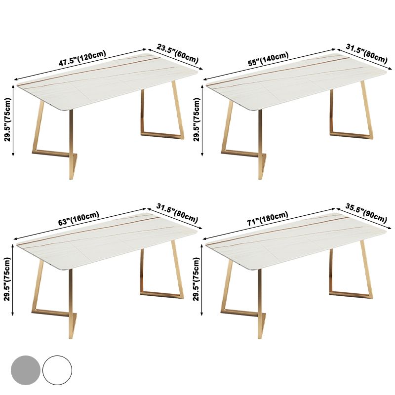 Mesa de comedor rectangular contemporánea de metal Mesa de piedra sinterizada con base de trineo