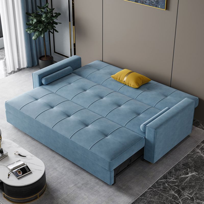 Scandinavian Futon Sofa Bed Upholstered Cushion Back Square Arms Sleeper Sofa