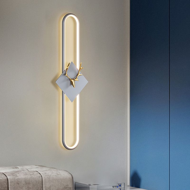 Oval Shape Metal Wall Light Modern Style 1 Light Wall Mounted Light Fixture