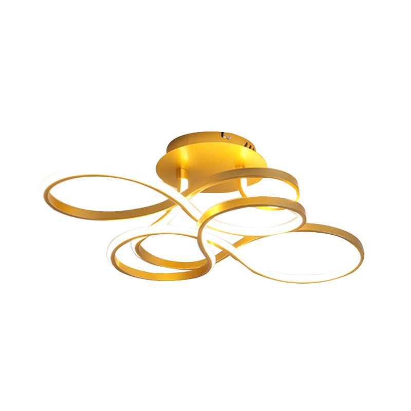 Acryl gedraaid semi-inbouwarmatuur eigentijds zwart/goud/wit LED-plafondgemonteerd licht, wit licht