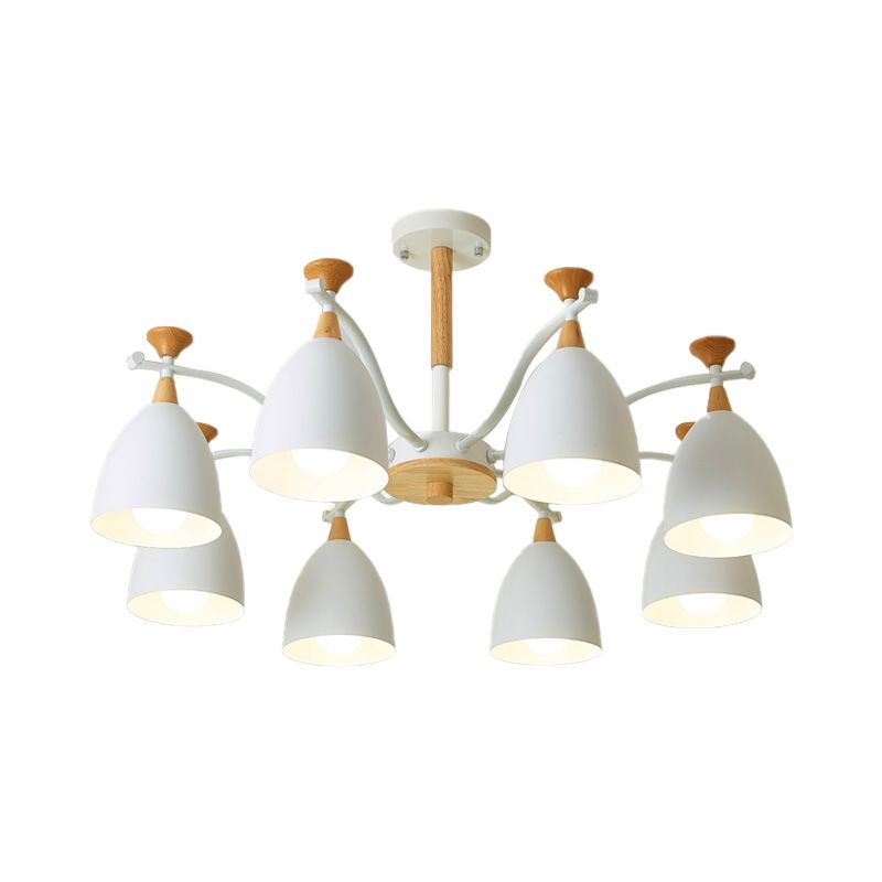 Candelera de cono contemporánea Metal de luz colgante 3/6/8 Luz de techo colgante en gris/blanco/verde para dormitorio