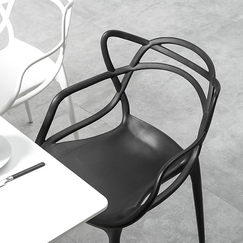 Contemporary Style Armless Chair Plastic Open Back Side Chair for Dining Room