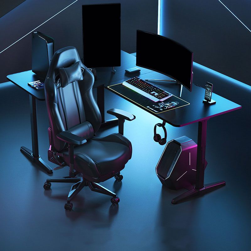 Home Industrial L-Shape Gaming Desk Wooden Writing Desk With Metal Legs
