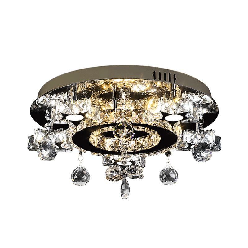 Facetted Crystal Star Semi Flush Lampe Simplicity LED Deckenspülung in Chrom, warm/weißes Licht
