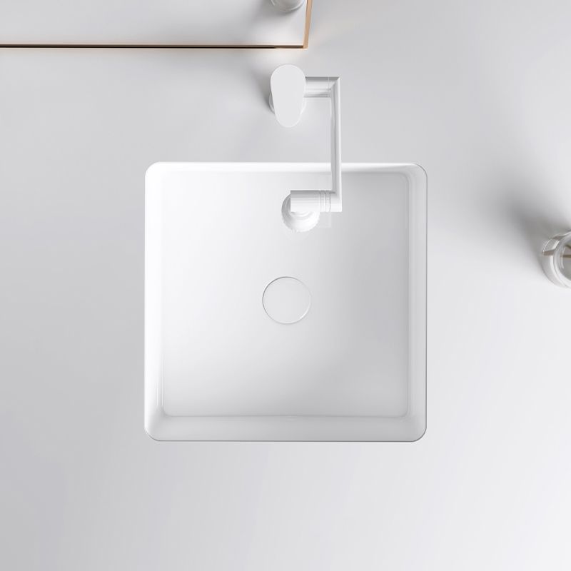 Classic Bathroom Sink Rectangular White Wash Stand with Pop-Up Drain