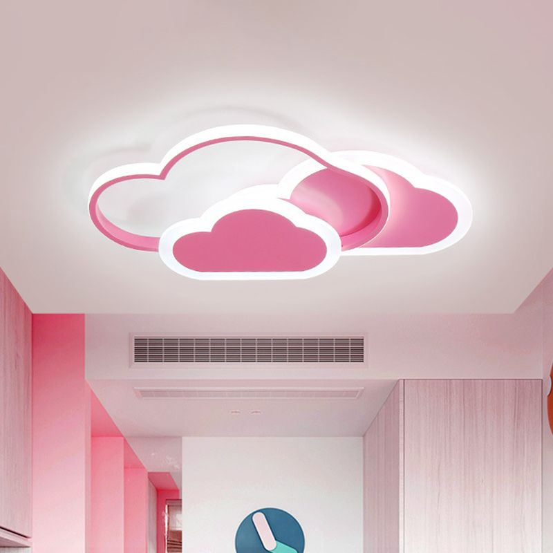 Pink Cloud Inbouwlamp Kinder LED Acryl Plafondgemonteerd armatuur in wit/3 kleuren licht, 16,5"/20,5" lang
