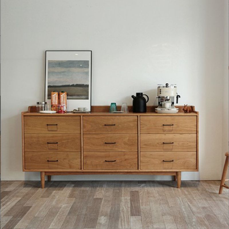 Modern Chest Rectangle Solid Wood 9 - Drawer Straight Legs Accent Chest