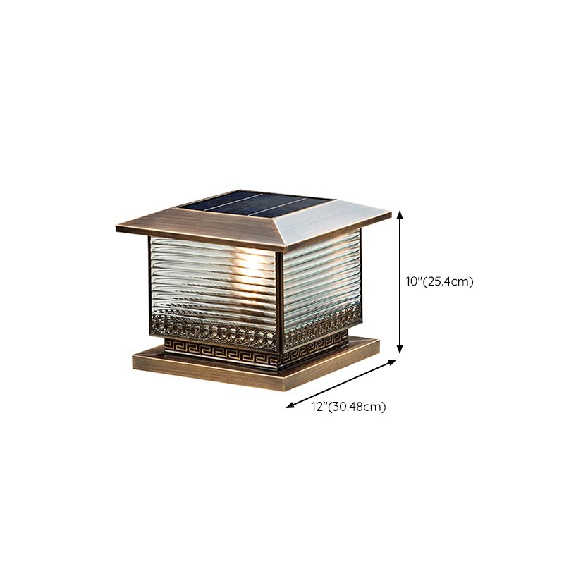 Modern Solar Energy Pillar Lamp Bronze Square Outdoor Light for Garden