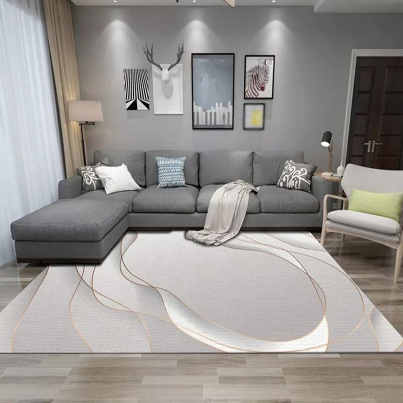 Modern Flowing Swirls Print Rug Polyester Indoor Carpet Stain Resistant Carpet for Home Decoration