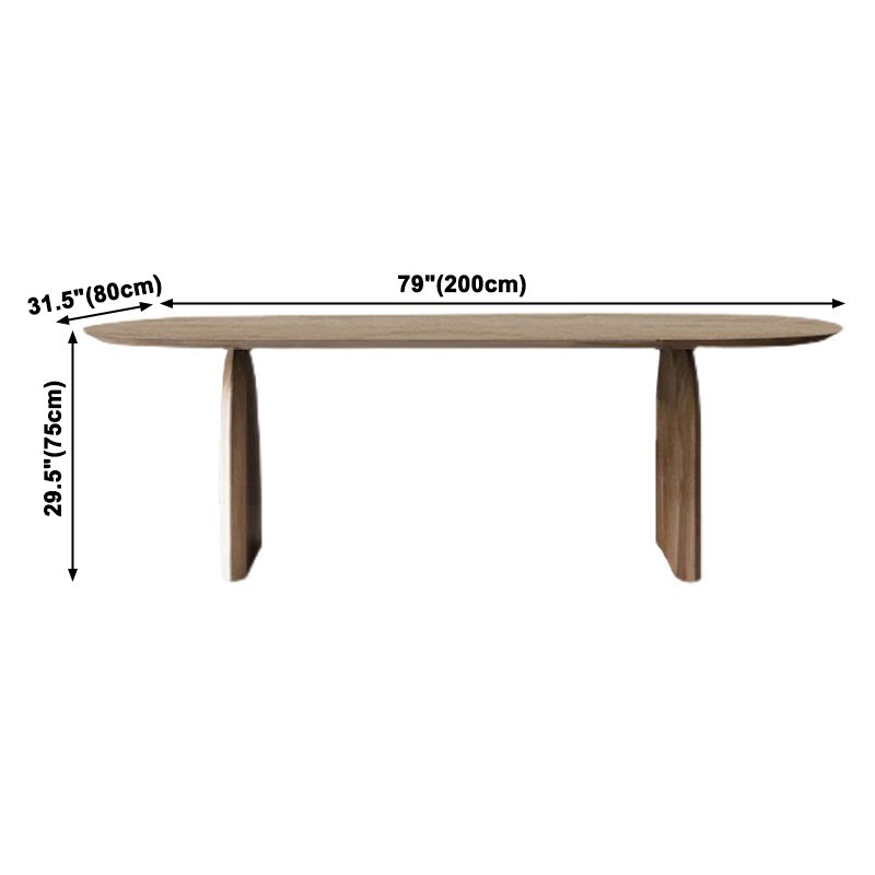Eigentijdse stijl huis vaste houten ovale eettafel met dubbel voetstuk