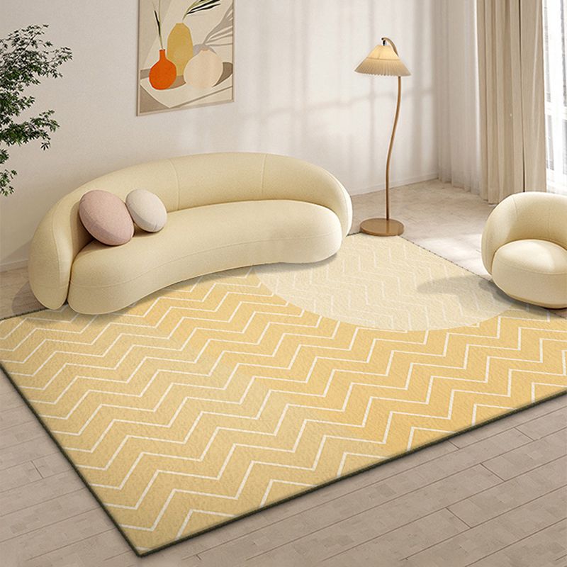 Modern Yellow Area Rug Geometric Print Polyester Carpet Anti-Slip Rug for Drawing Room