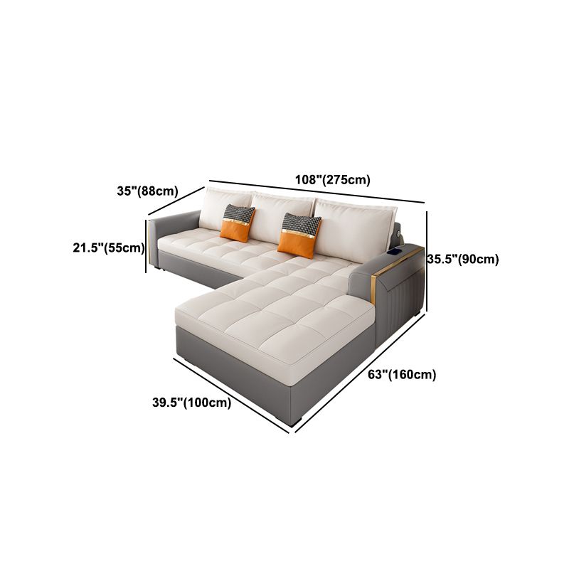 Stain Resistant Sofa Bed USB Charging Convertible Sectional with Storage