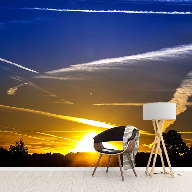 Cloud Sky Contemporary Sky Wall Mural Mildew Resistant Wallpaper for Bedroom