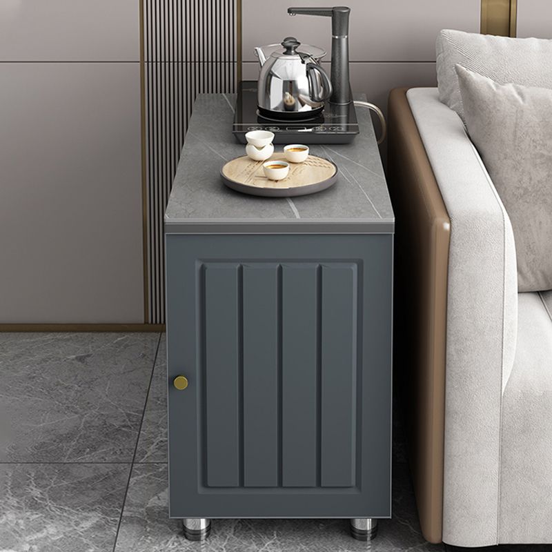 Rectangular Stone Side Table 24.41" Tall 2-Door End Table with Storage