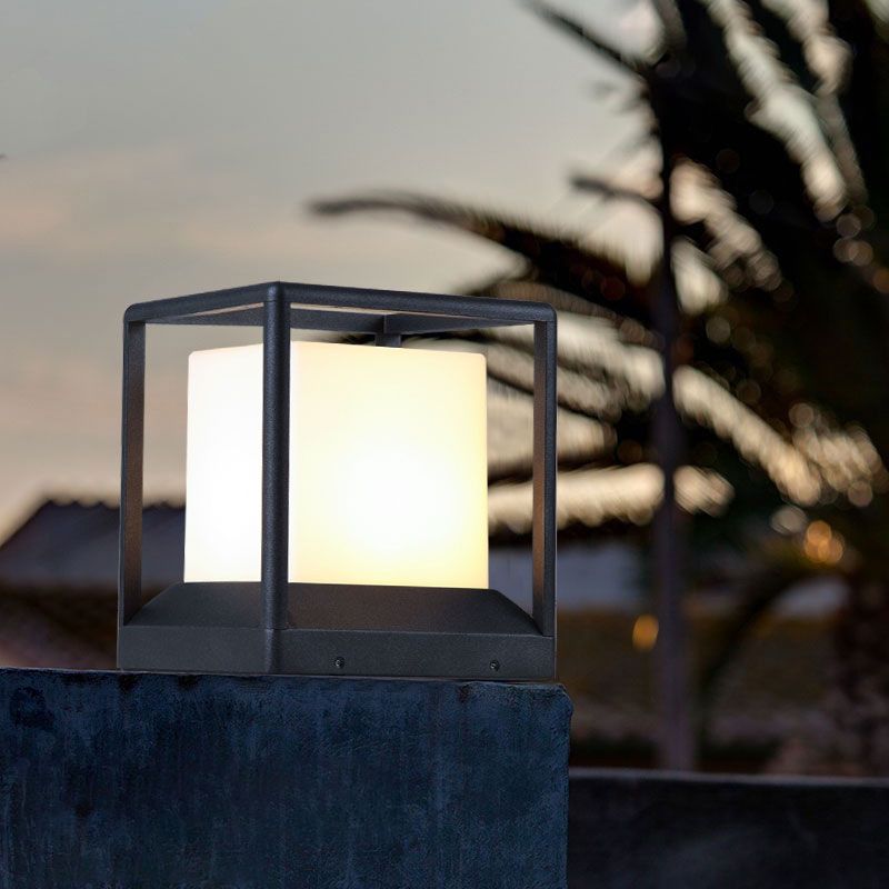 Kubiek plastic postlicht Modern 1-licht zwart-witte poortlamp met metalen frame
