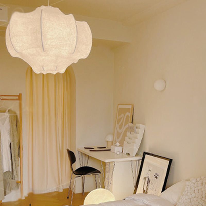 Stoff schattierte Suspension Pendelleuchte leichte nordische Style -Anhänger -Deckenleuchte in Weiß