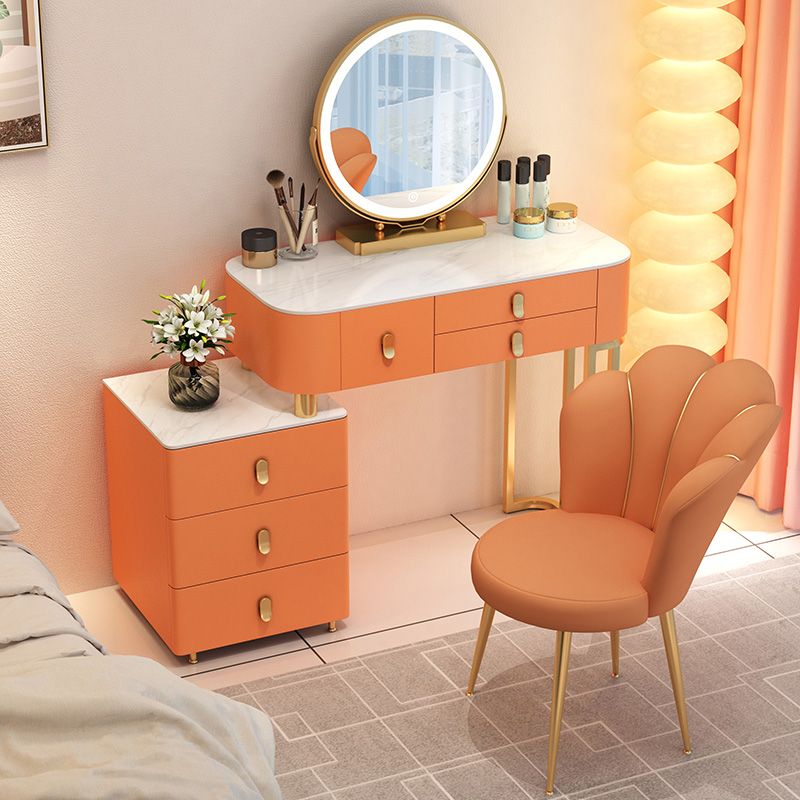 Contemporary With Drawer Solid Wood Bedroom Lighted Mirror Dressing Table