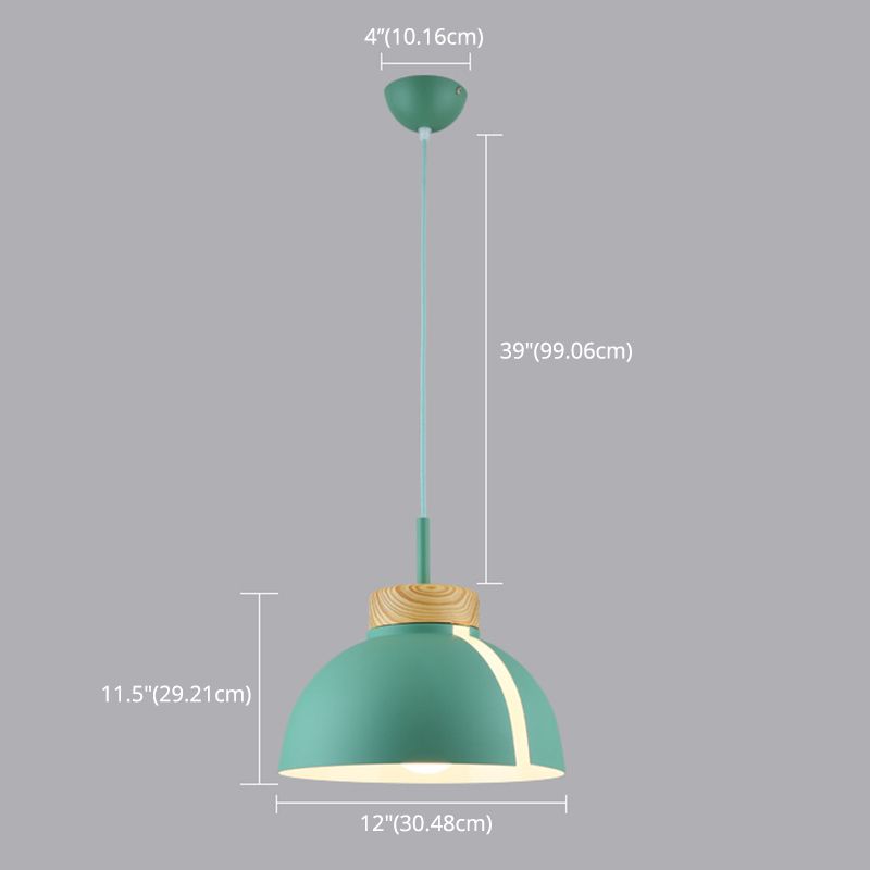 Minimalist Style Pendant Light Fixture Dome Hanging Pendant Lamp with Metal Shade