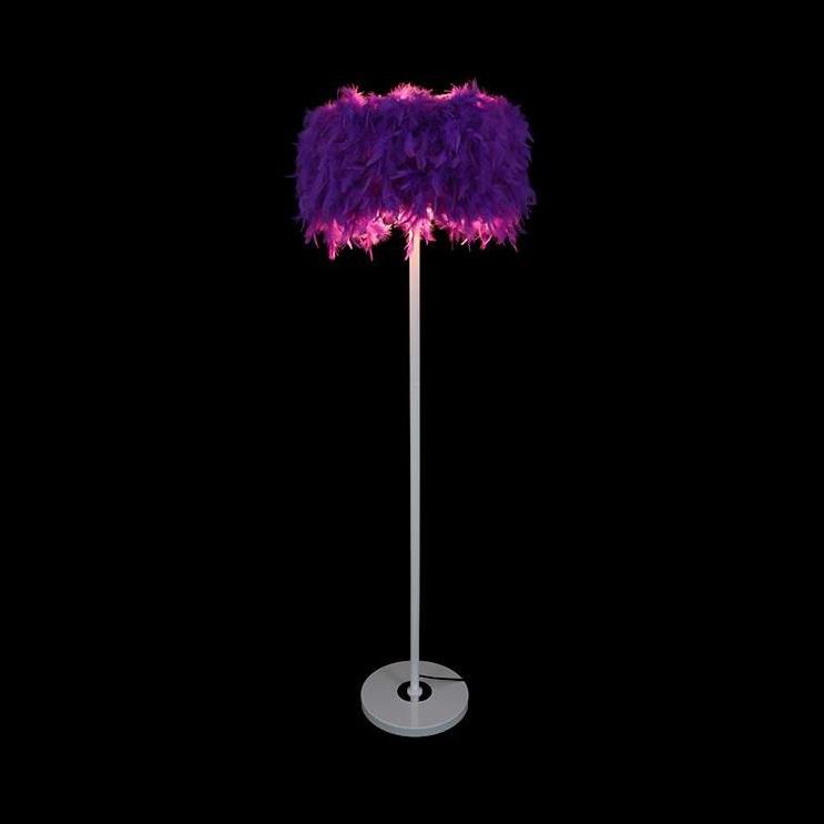 Lampada da terra con paralume a tamburo di piume Illuminazione da pavimento a 1 luce in stile moderno in diversi colori per soggiorno
