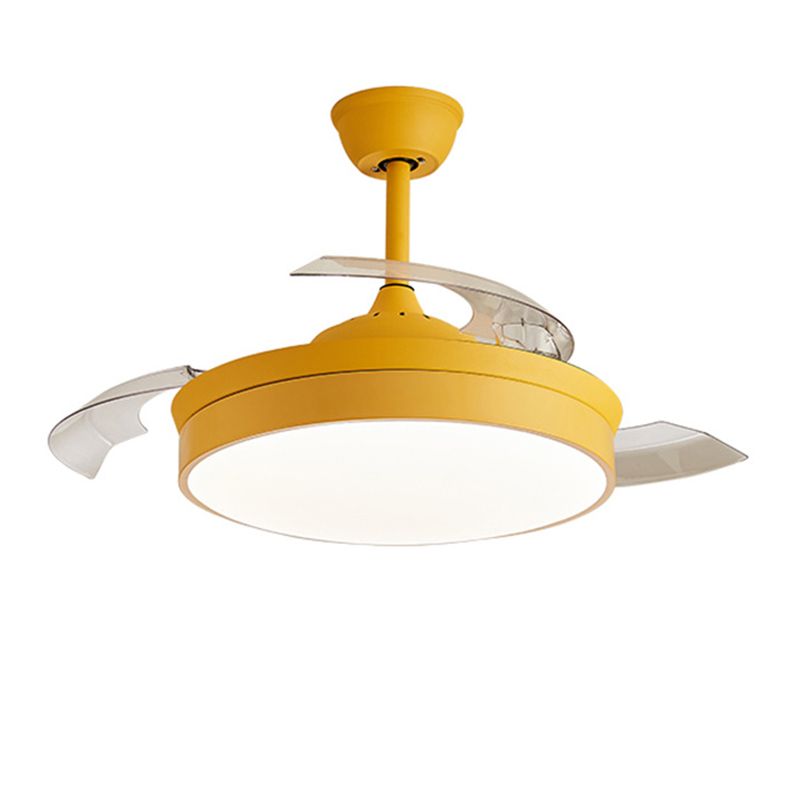 Nordic Ceiling Fan Lamp Fixture Colorful LED Ceiling Flush Mount for Kids' Room