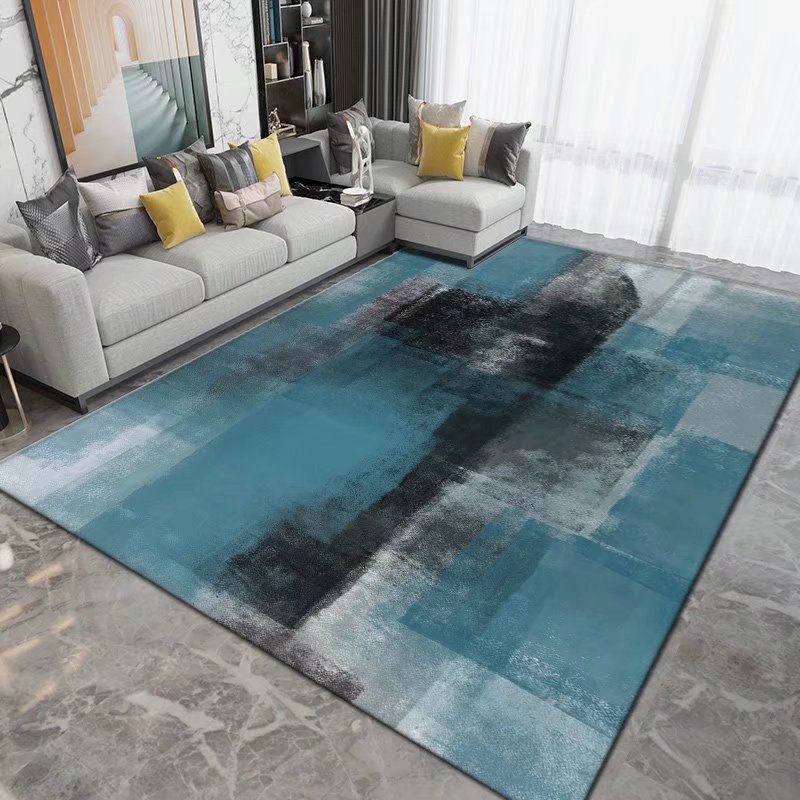 Dark Brown Modern Rug Polyester Pattern Rug Non-Slip Backing Rug for Living Room