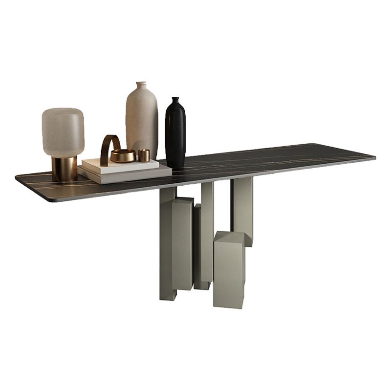 15" Wide Stone Contemporary Console Table Black Rectangle Sofa Table