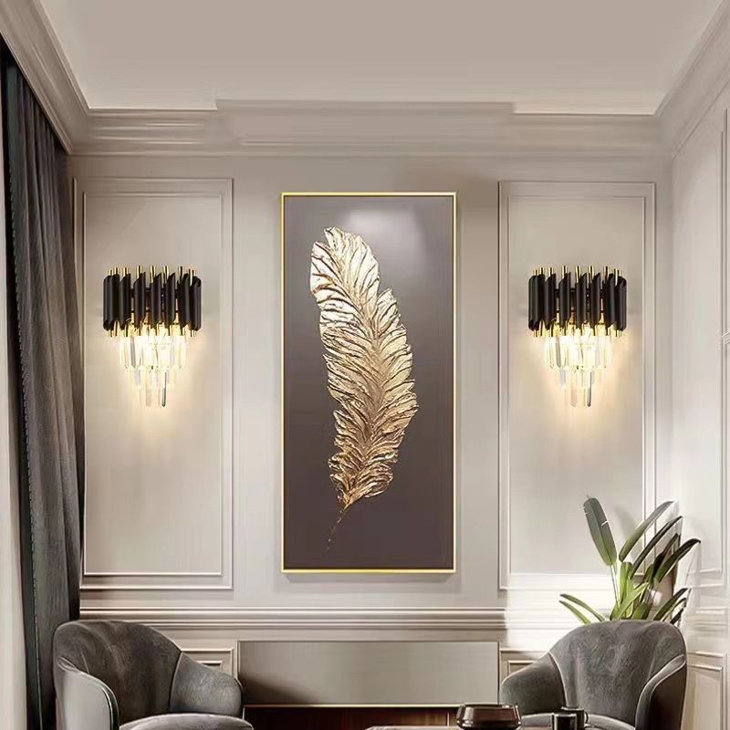 Crystal Geometric Shape Wall Light Modern Style 2 Lights Wall Light Sconce in Black