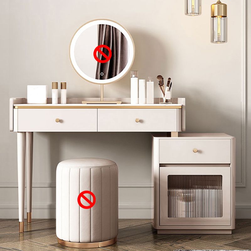 Glam Makeup Vanity Desk Slate Top Dressing Table With 3 Storage Drawers
