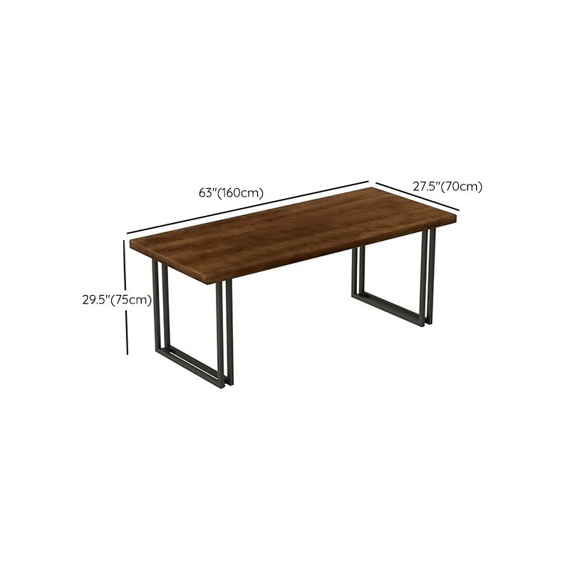 Solid Wood Indoor Dining Table for Restaurant Industrial Wood Table with Metal Base