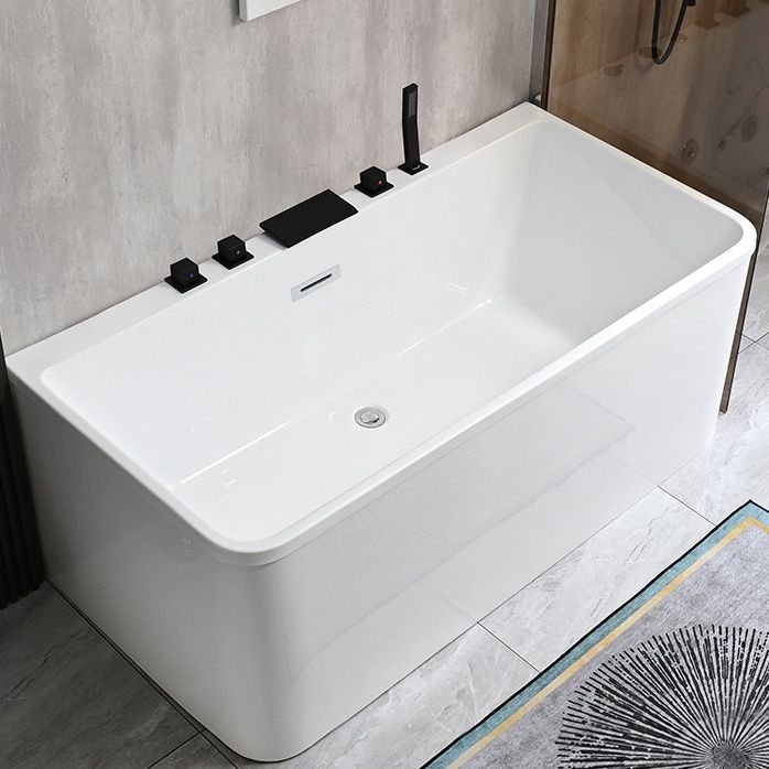 Back to Wall Soaking Bathtub Modern Rectangular Antique Finish Bath Tub
