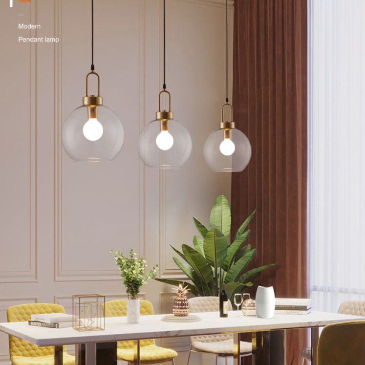 Modern Minimalist Gold Suspension Pendant  Glass 1 Light Coffee Shop Hanging Ceiling Light