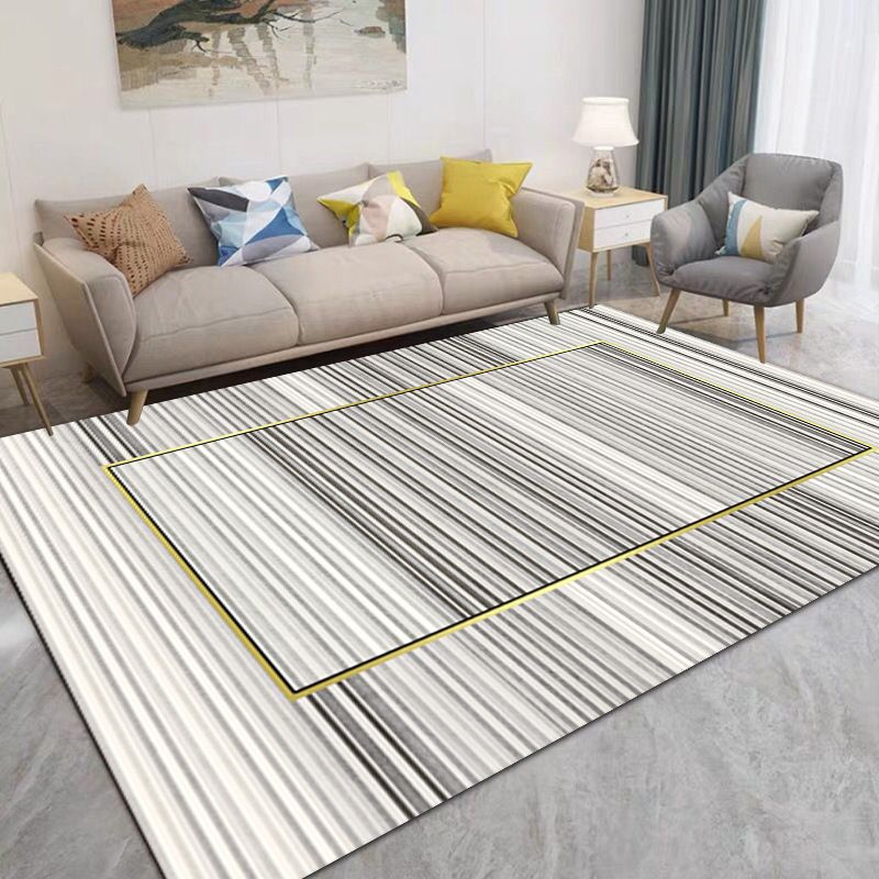 Brown Streak Indoor Rug Polyester Casual Rug Non-Slip Backing Rug for Drawing Room