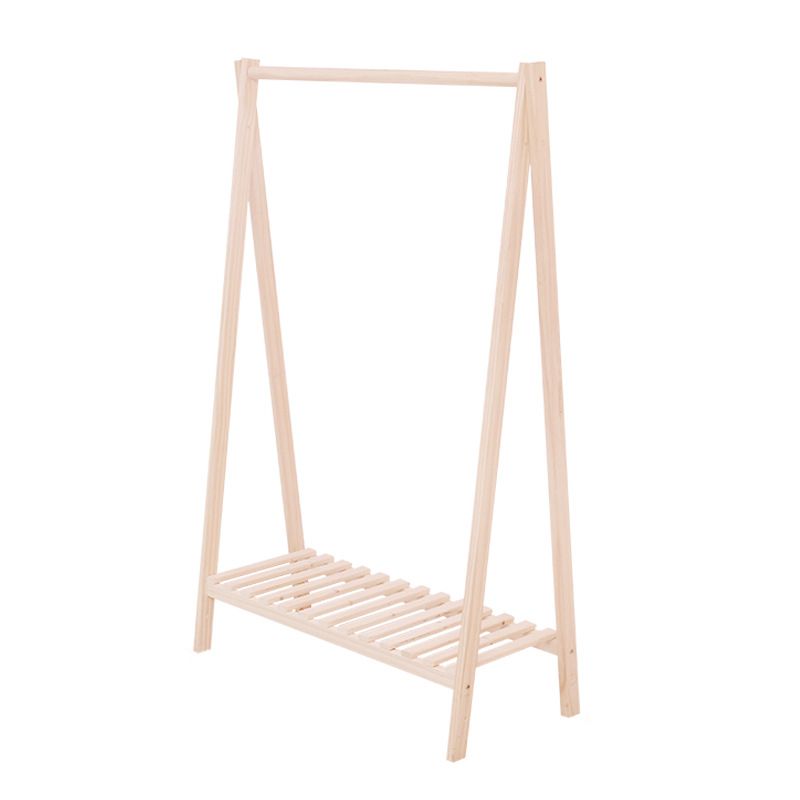 Modern Free Standing Solid Wood Coat Rack with Storage Shelving