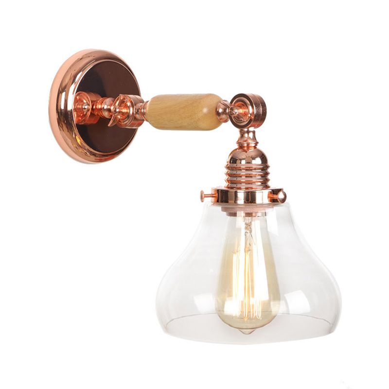 Birnenförmige Wohnzimmerleuchte Leuchte Vintage klares Glas 1 helle Roségold -Wandlampe