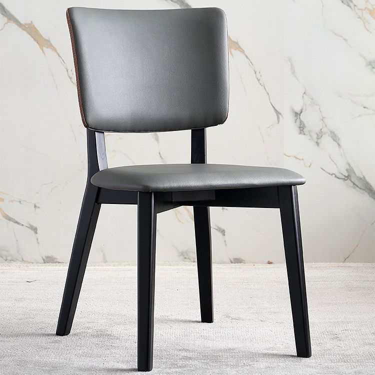 Faux Leather Kitchen Dining Chairs Upholstered Side Chairs with Wood Base