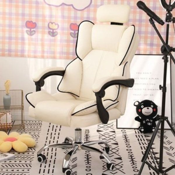 High Back Desk Chair Contemporary Ergonomic Fixed Arms Office Chair with Headrest