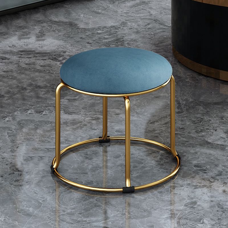 Fabric Round Pouf Plain Fade Resistant Metal Frame Contemporary Pouf