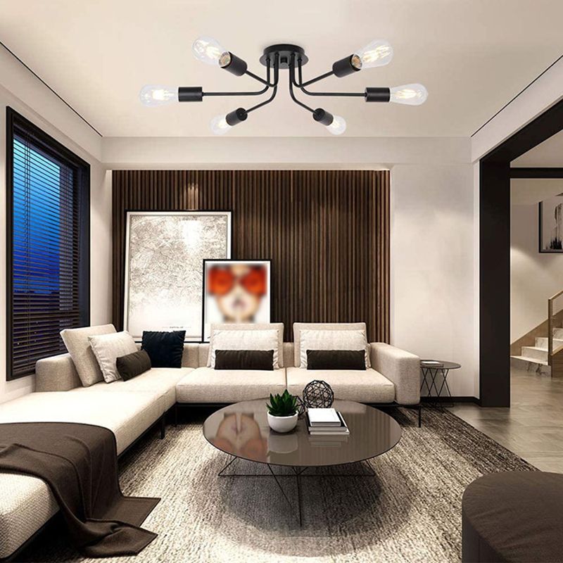 Metal Sputnik Shape Flush Mount Light Modern Multi Lights Flush Mounted Light Fixture