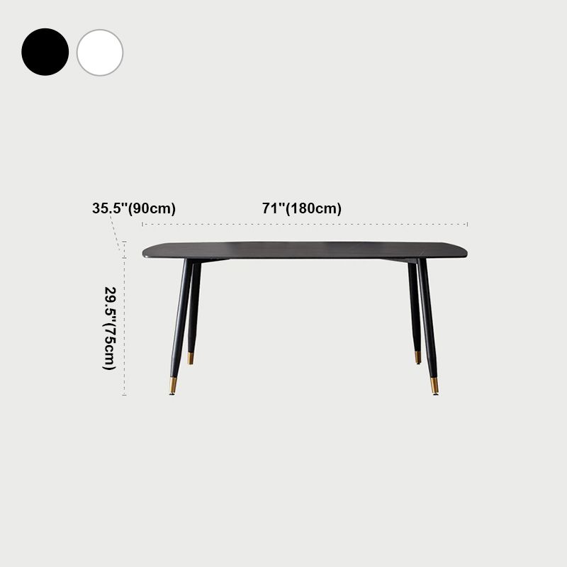 Mesa de comedor rectangular moderna de metal, mesa de piedra sinterizada para cocina y comedor