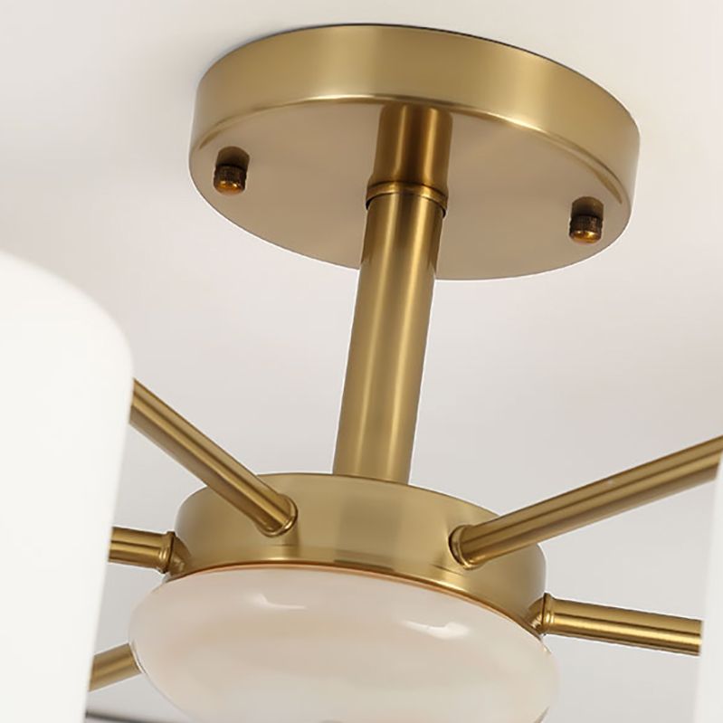 Luces de montaje de semi rascijada de estilo modernista Cilíndrico Cilindro de lámpara de techo de vidrio en oro