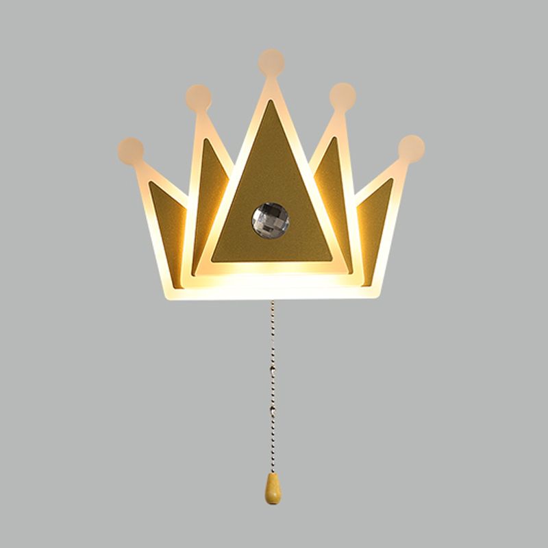 Modern Style Crown Shaped Sconce Light Fixtures Metal 1 Light Wall Mounted Lighting