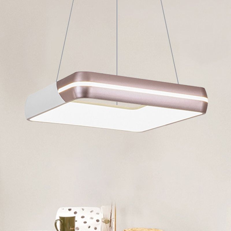 Iluminación colgante cuadrado moderno metal led rosa oro colgante colgante de colgante para comedor para comedor