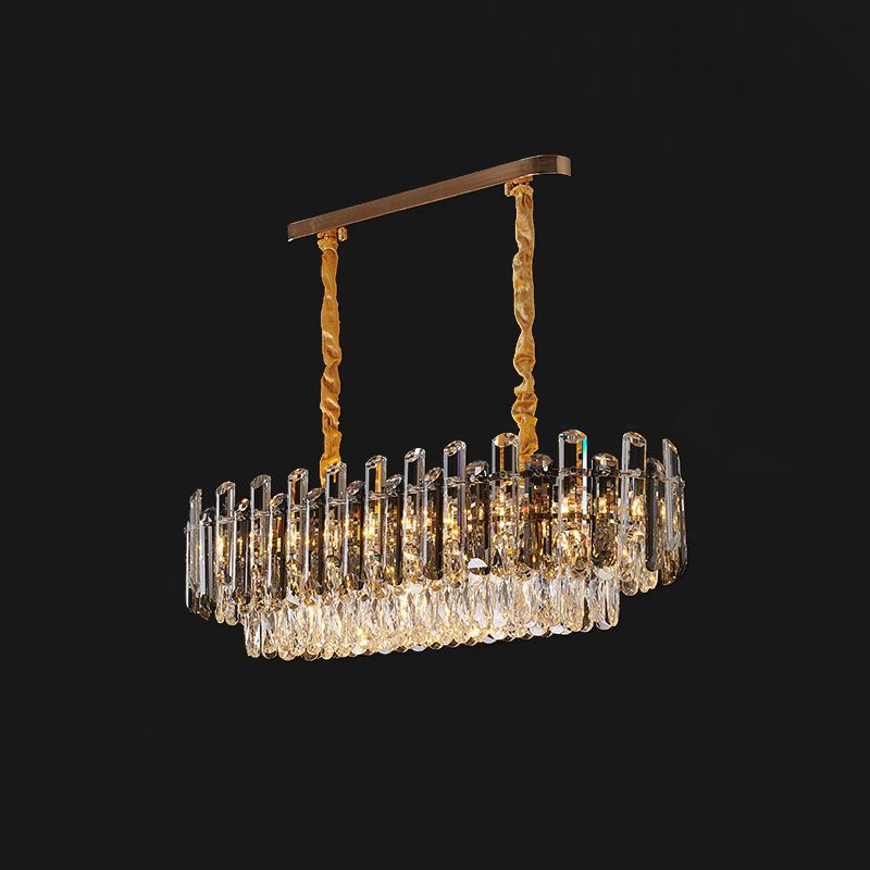 Modern Kitchen Pendant Lights Geometric Island Lighting Fixtures with Crystal Shade