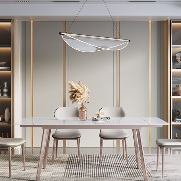 Modern Sintered Stone Top Dining Set Extendable 1/4/5/7 Pieces Dining Room Table Set