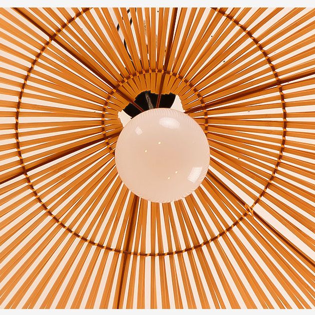 Runde Anhänger Beleuchtungsbehandlung Asian Style 1-Bulb Holzsuspension Licht für Balkon