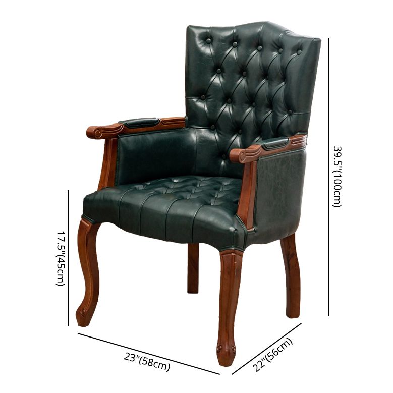 Victorian Dining Arm Chair Solid Back Side Chair with 4 Wood Legs for Home Use