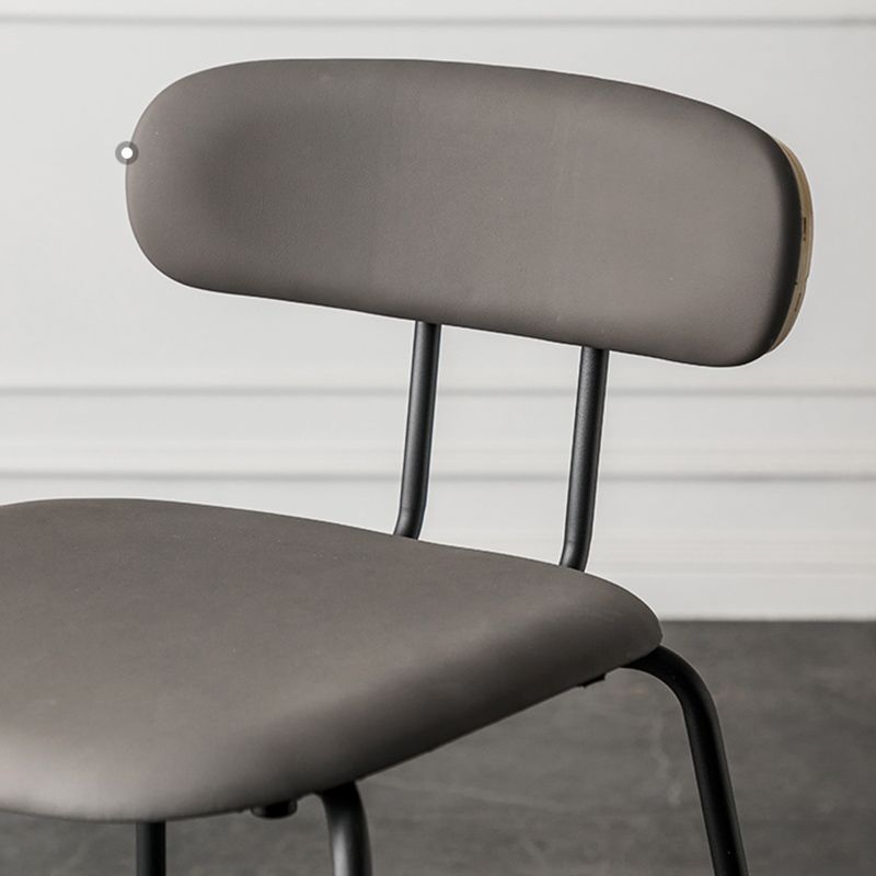 Industrial Iron Legs Bar Stool PU Leather Low Back Barstools for Living Room