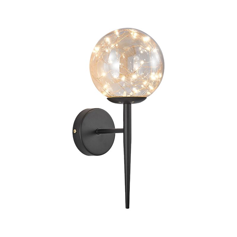 Glass Spherical Shape Wall Lights Modern Style 1 Light Wall Sconce for Bedroom
