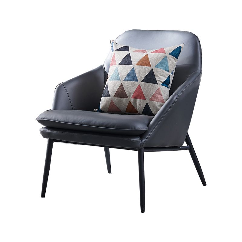 Mid-Century Modern Basic Four Leg Arm Chair Leather Accent Armchair for Living Room